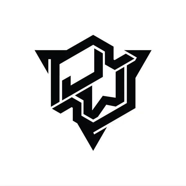 Letter Логотип Шестиугольник Формы Треугольным Контуром Дизайн Шаблон — стоковое фото