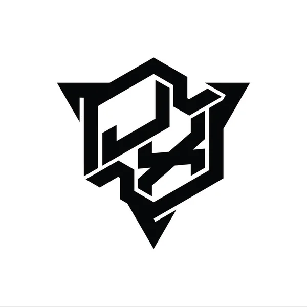 Логотип Letter Форма Шестиугольника Треугольным Контуром — стоковое фото