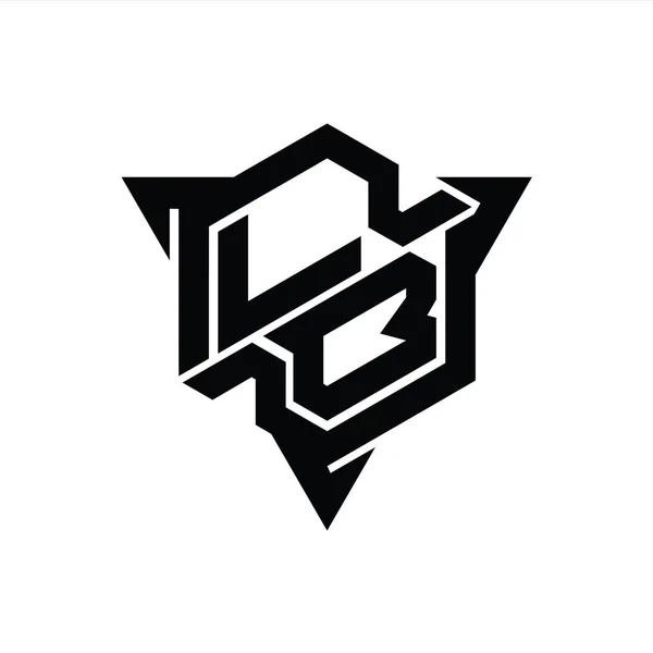 Carta Logo Monograma Hexágono Forma Con Triángulo Esquema Estilo Juego — Foto de Stock