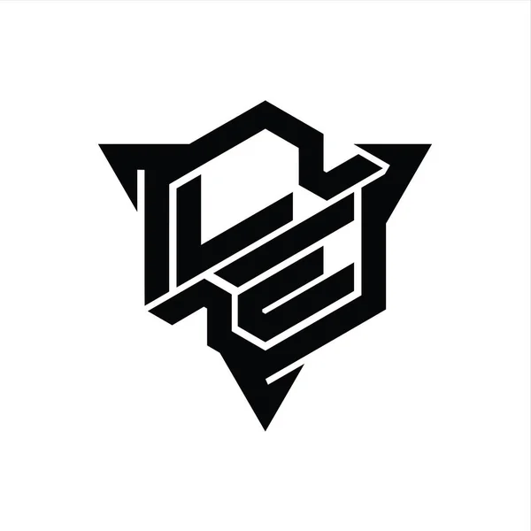Carta Logo Monograma Hexágono Forma Con Triángulo Contorno Juego Estilo —  Fotos de Stock