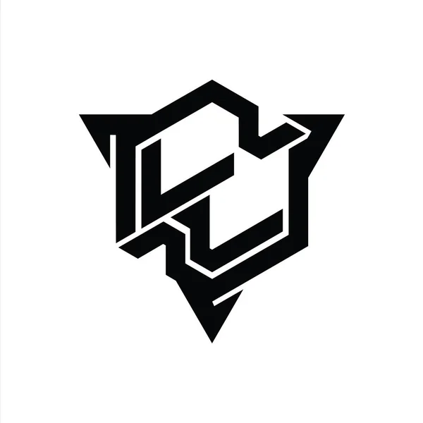 Letter Logo Monogram Hexagon Form Med Triangel Kontur Spelstil Design — Stockfoto