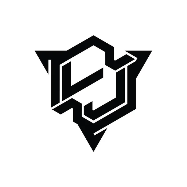 Letra Livejournal Logo Monograma Hexágono Forma Con Triángulo Esquema Estilo —  Fotos de Stock