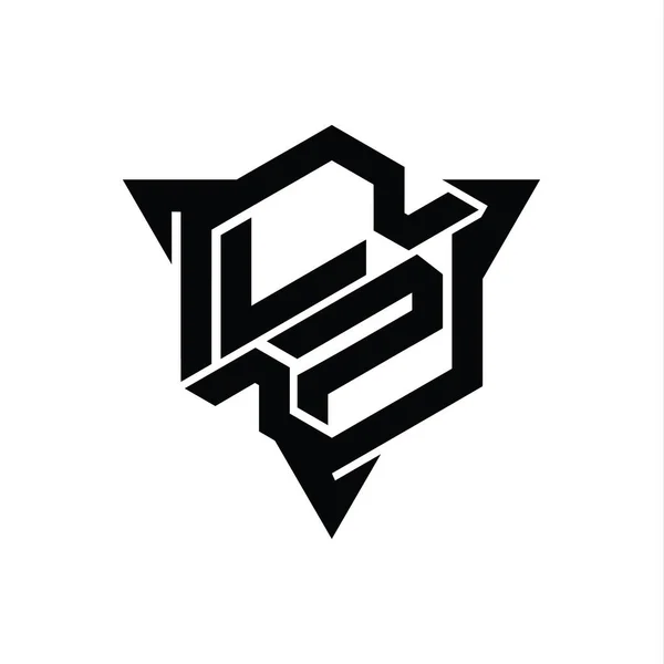 Lotter Logo Monogram Bentuk Heksagon Dengan Segitiga Outline Template Desain — Stok Foto