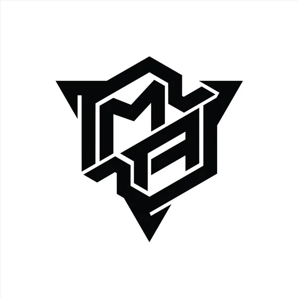 Letter Logo Monogram Hatszög Alakú Háromszög Körvonalas Játék Stílus Design — Stock Fotó