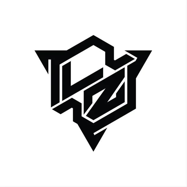 Lz手紙ロゴモノグラム三角形の輪郭ゲームスタイルのデザインテンプレートと六角形の形 — ストック写真