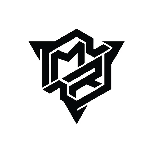 Letter Logo Monograma Hexágono Forma Com Triângulo Esboço Estilo Jogo — Fotografia de Stock