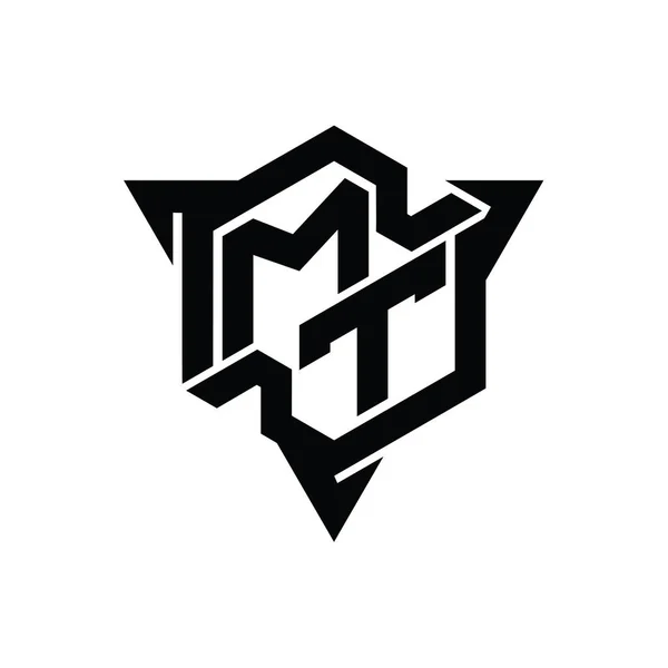 Letter Logo Monogram Altıgen Şekli Üçgen Ana Hatlı Oyun Biçimi — Stok fotoğraf