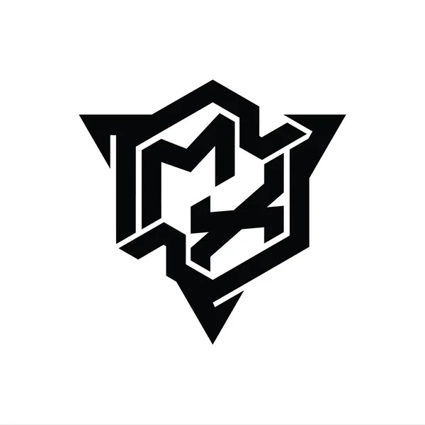 Carta Logo Monograma Hexágono Con Forma Triángulo Esquema Diseño Estilo —  Fotos de Stock