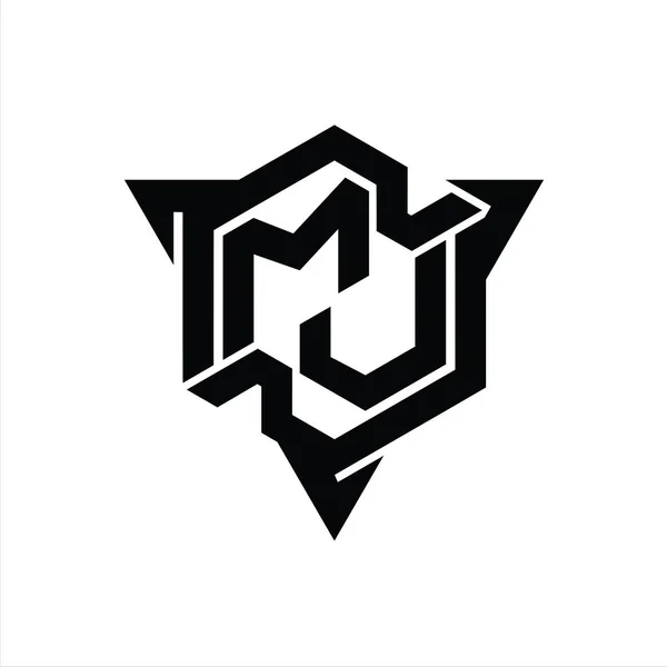 Carta Logo Monograma Hexágono Con Forma Triángulo Esquema Diseño Estilo — Foto de Stock
