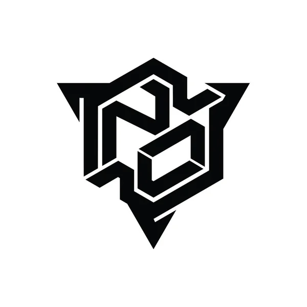 Letter Logo Monogram Sześciokąt Kształt Trójkątnym Konturu Styl Gry Szablon — Zdjęcie stockowe