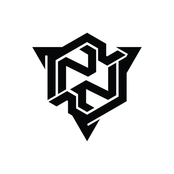 Nn字母标志六边形六边形三角形轮廓游戏风格设计模板 — 图库照片