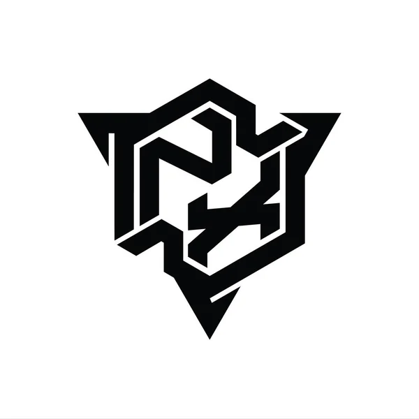 Nx字母标志六边形六边形三角形轮廓游戏风格设计模板 — 图库照片