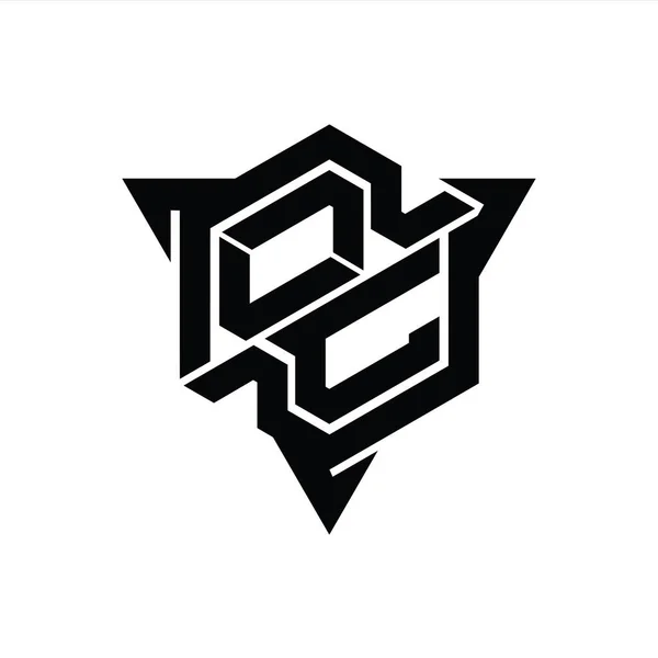 Монограмма Логотипа Letter Шестиугольник Формы Треугольной Очертания Стиль Игры Шаблон — стоковое фото