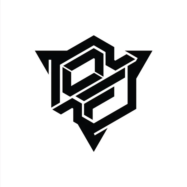 Логотип Буквы Шестиугольник Формы Треугольным Контуром Стиль Игры Шаблон — стоковое фото