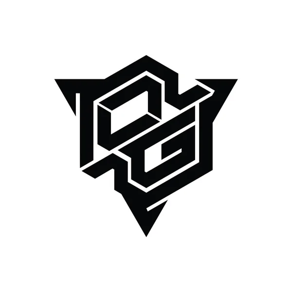 Og手紙ロゴのモノグラム三角形のアウトラインゲームスタイルのデザインテンプレートと六角形の形状 — ストック写真