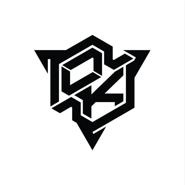 Letter Λογότυπο Μονόγραμμα Εξάγωνο Σχήμα Περίγραμμα Τρίγωνο Πρότυπο Σχεδιασμού Στυλ — Φωτογραφία Αρχείου