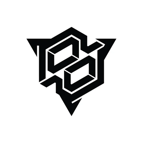List Logo Monogram Sześciokątny Kształt Trójkątnym Konturu Styl Gry Szablon — Zdjęcie stockowe