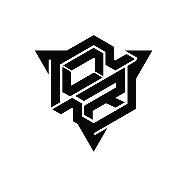 または文字のロゴのモノグラム三角形アウトラインゲームスタイルのデザインテンプレートと六角形の形状 — ストック写真