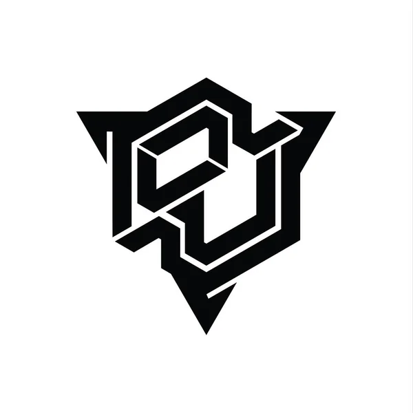 Letter Λογότυπο Μονόγραμμα Εξάγωνο Σχήμα Περίγραμμα Τρίγωνο Πρότυπο Σχεδιασμού Στυλ — Φωτογραφία Αρχείου