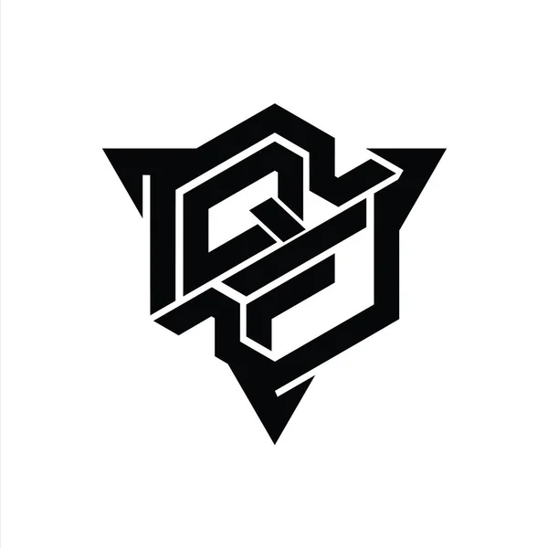 Форма Шестиугольника Логотипом Letter Logo Шаблоном Оформления Стиля Игры Треугольник — стоковое фото