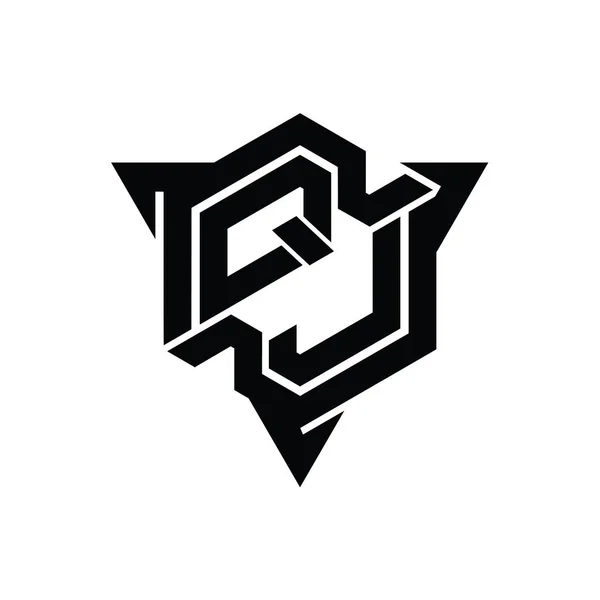 Letter Logo Monogram Sekskant Form Med Trekant Skitse Gaming Stil - Stock-foto