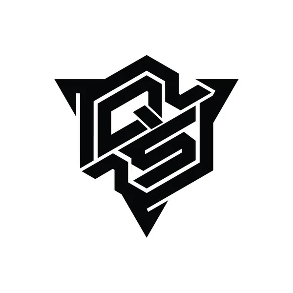 Qsレターロゴモノグラム三角形のアウトラインゲームスタイルのデザインテンプレートと六角形の形状 — ストック写真