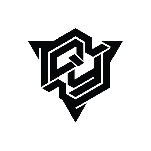 Bentuk Letter Logo Monogram Hexagon Dengan Templat Desain Gaya Permainan — Stok Foto
