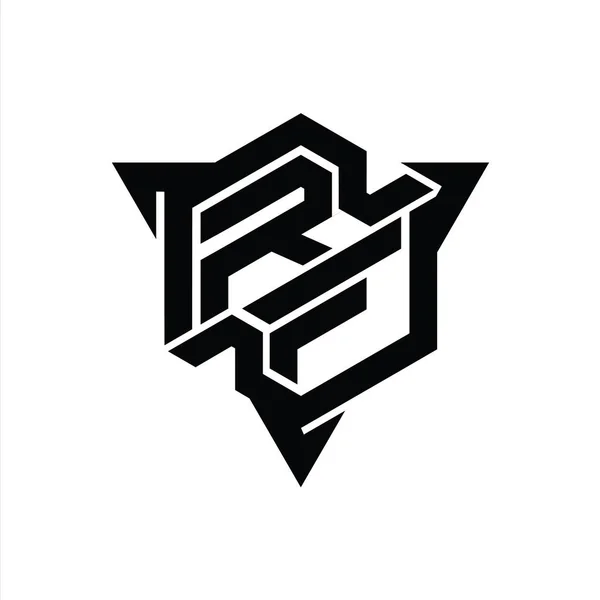 Letter Logo Monogram Hatszög Alakú Háromszög Körvonalas Játékstílus Design Sablon — Stock Fotó