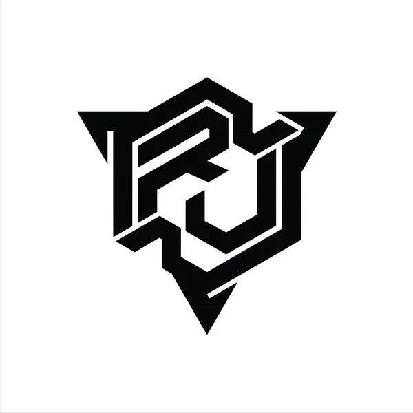 Rvの文字ロゴのモノグラム三角形アウトラインゲームスタイルのデザインテンプレートと六角形の形状 — ストック写真