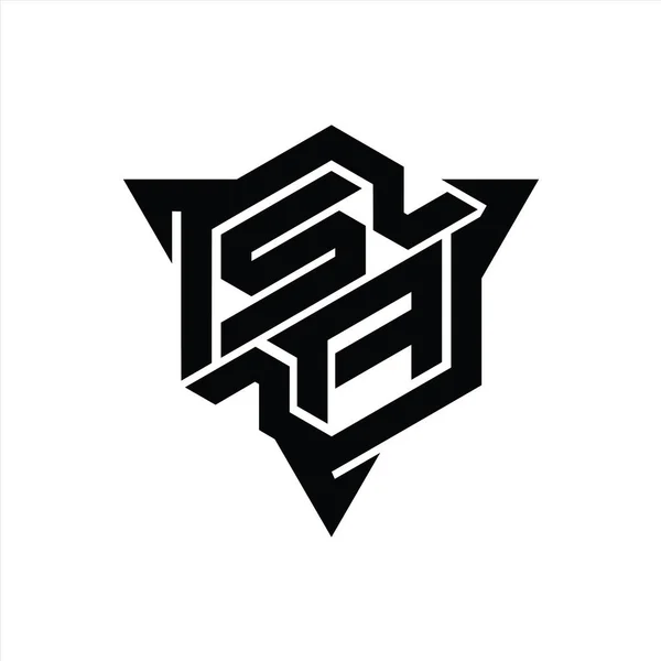 List Logo Monogram Sześciokąt Kształt Trójkątnym Obrysie Styl Gry Szablon — Zdjęcie stockowe