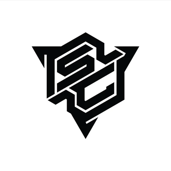 Letter Logo Monogramă Hexagon Formă Triunghi Schiță Stil Joc Șablon — Fotografie, imagine de stoc