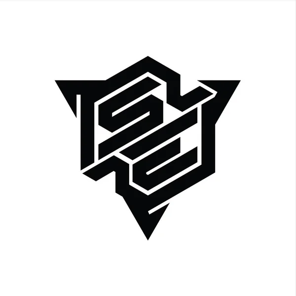 Levél Logo Monogram Hatszög Alakú Háromszög Körvonalas Játék Stílusú Design — Stock Fotó