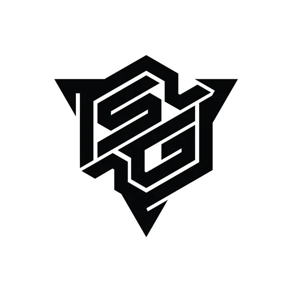 三角形のアウトラインゲームスタイルのデザインテンプレートとSg文字のロゴのモノグラム六角形の形状 — ストック写真