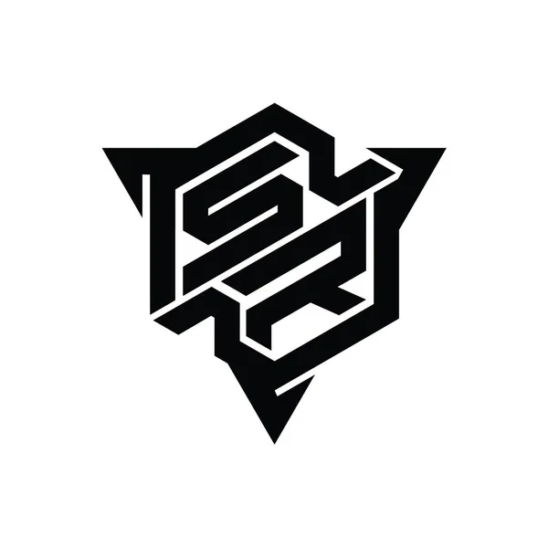 Üçgen Ana Hatlı Oyun Biçimi Tasarım Şablonu Ile Harfi Logo — Stok fotoğraf