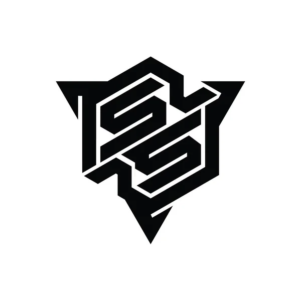 Ssレターロゴモノグラム三角形のアウトラインゲームスタイルデザインテンプレートと六角形の形状 — ストック写真