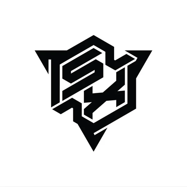 Letter Форма Логотипу Монограми Шестикутника Шаблоном Дизайну Ігрового Стилю — стокове фото
