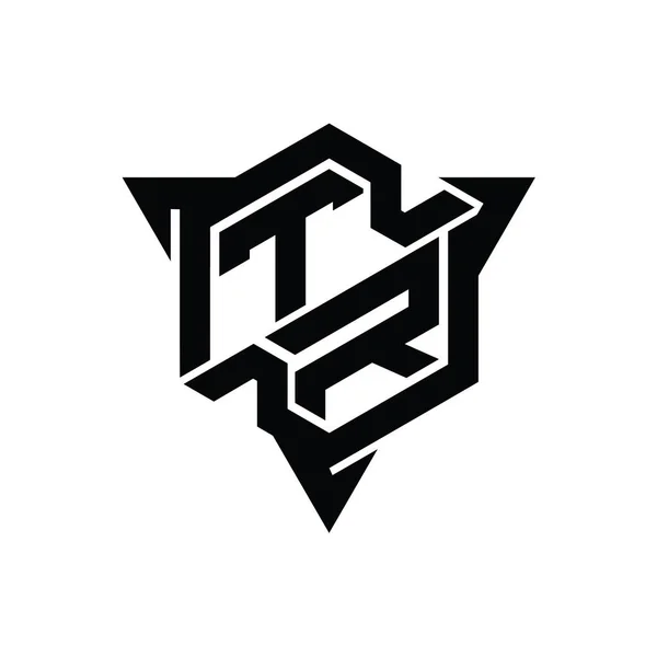 Логотип Логотип Монограммы Шестиугольник Формы Треугольной Очертания Стиль Игры Шаблон — стоковое фото