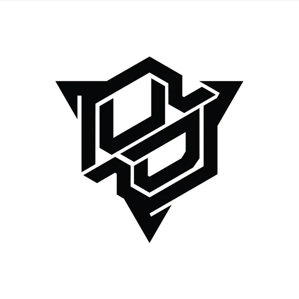Letter Логотип Шестиугольник Формы Треугольным Контуром Стиль Игры Шаблон — стоковое фото