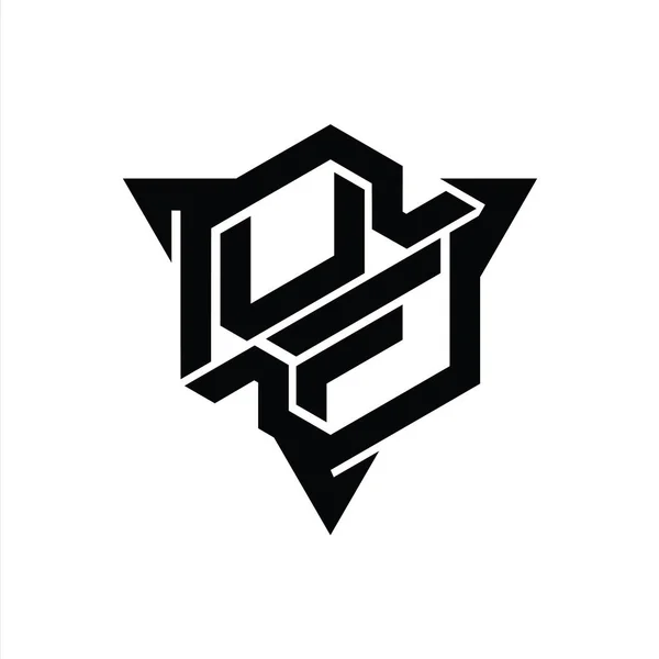 List Logo Monogram Sześciokątny Kształt Trójkątnym Zarysem Stylu Gry Szablon — Zdjęcie stockowe
