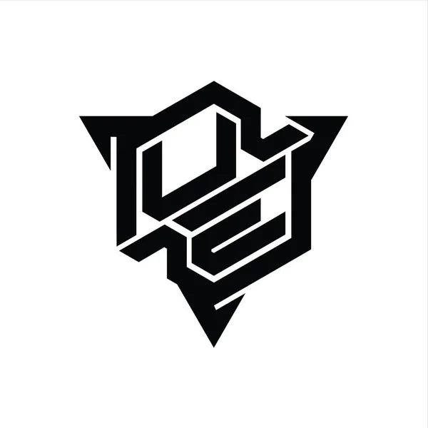 Логотип Логотипа Шестиугольник Треугольным Контуром Шаблон Дизайна Стиля Игры — стоковое фото