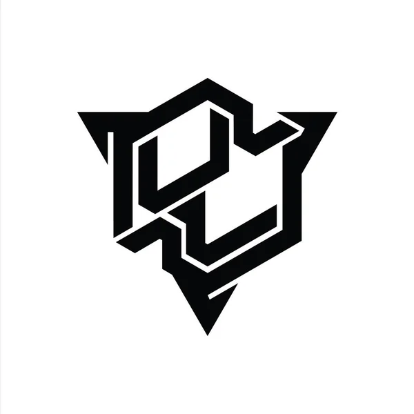 Carta Logo Monograma Hexágono Forma Con Triángulo Esquema Estilo Juego —  Fotos de Stock