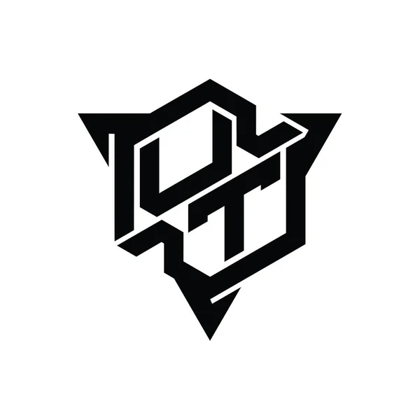 Bentuk Monogram Logo Dengan Pola Segitiga Garis Luar Templat Desain — Stok Foto