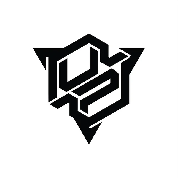 Carta Arriba Logo Monograma Hexágono Forma Con Triángulo Esquema Estilo — Foto de Stock