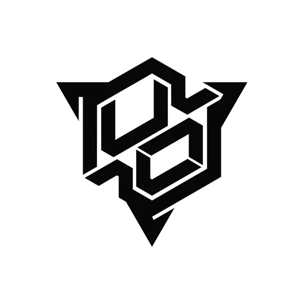 Логотип Логотипа Форма Шестиугольника Треугольным Контуром Дизайн Шаблон — стоковое фото
