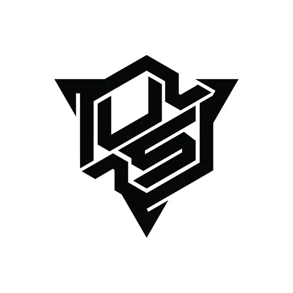Forma Esagonale Del Monogramma Del Logo Della Lettera Degli Stati — Foto Stock