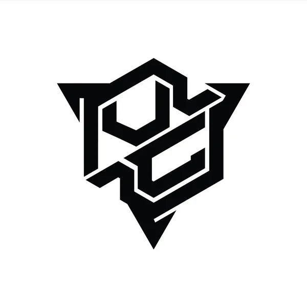 Carta Logo Monograma Hexágono Forma Com Triângulo Esboço Estilo Jogo — Fotografia de Stock
