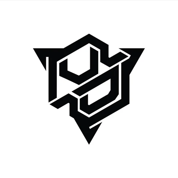 Letter Форма Монограми Логотипу Шестикутника Шаблоном Дизайну Ігрового Стилю — стокове фото