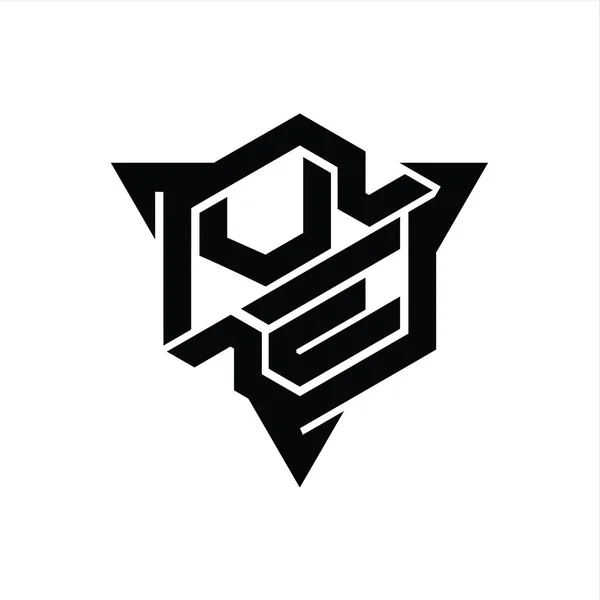 Letter Логотип Монограммы Шестиугольник Формы Треугольным Контуром Стиль Игры Шаблон — стоковое фото