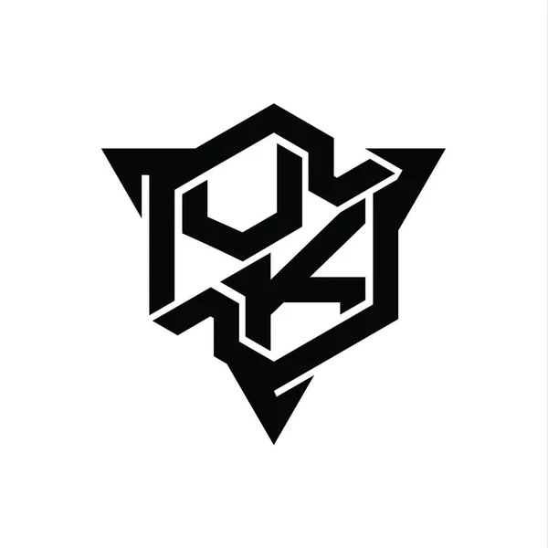 Forma Hexágono Monograma Letter Logo Con Plantilla Diseño Estilo Juego — Foto de Stock