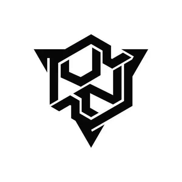 Jvn Letter Logo Monogram六角形形状と三角アウトラインゲームスタイルデザインテンプレート — ストック写真